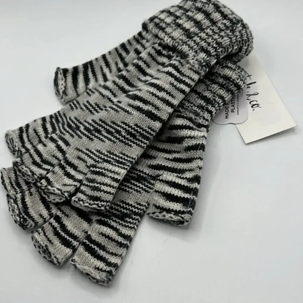 Style & Co Black Marled Space-Dyed Fingerless Gloves NWT